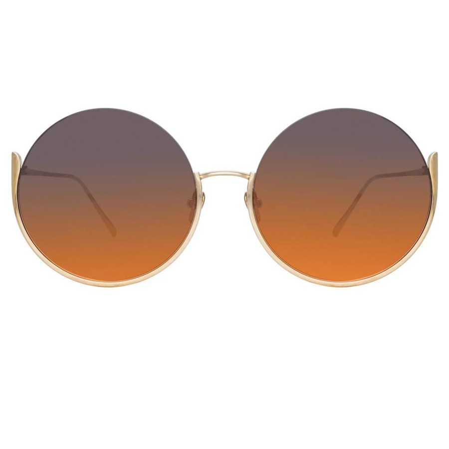 Sunglasses Linda Farrow | Olivia Round Sunglasses In Light Gold