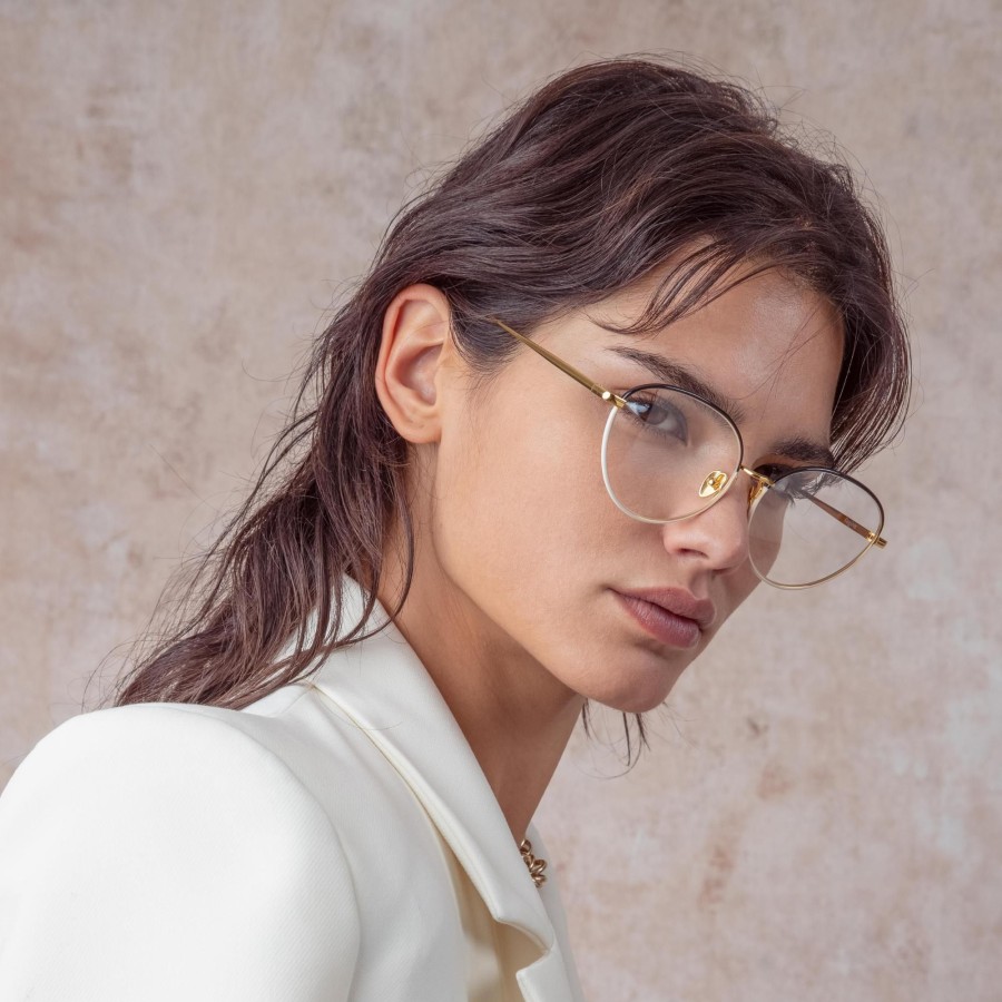 Opticals Linda Farrow | Regina Cat Eye Optical Frame In Yellow Gold