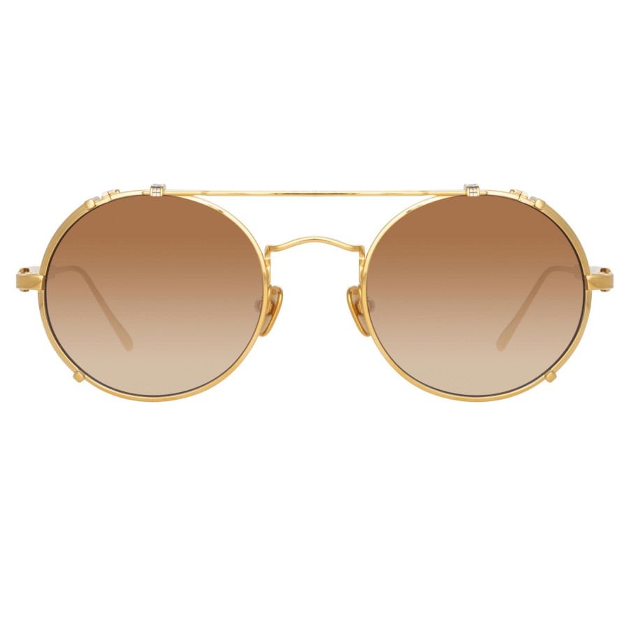 Sunglasses Linda Farrow | Jimi Oval Sunglasses In Yellow Gold