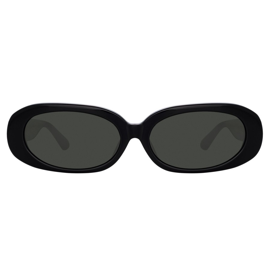 Sunglasses Linda Farrow | Cara Oval Sunglasses In Black