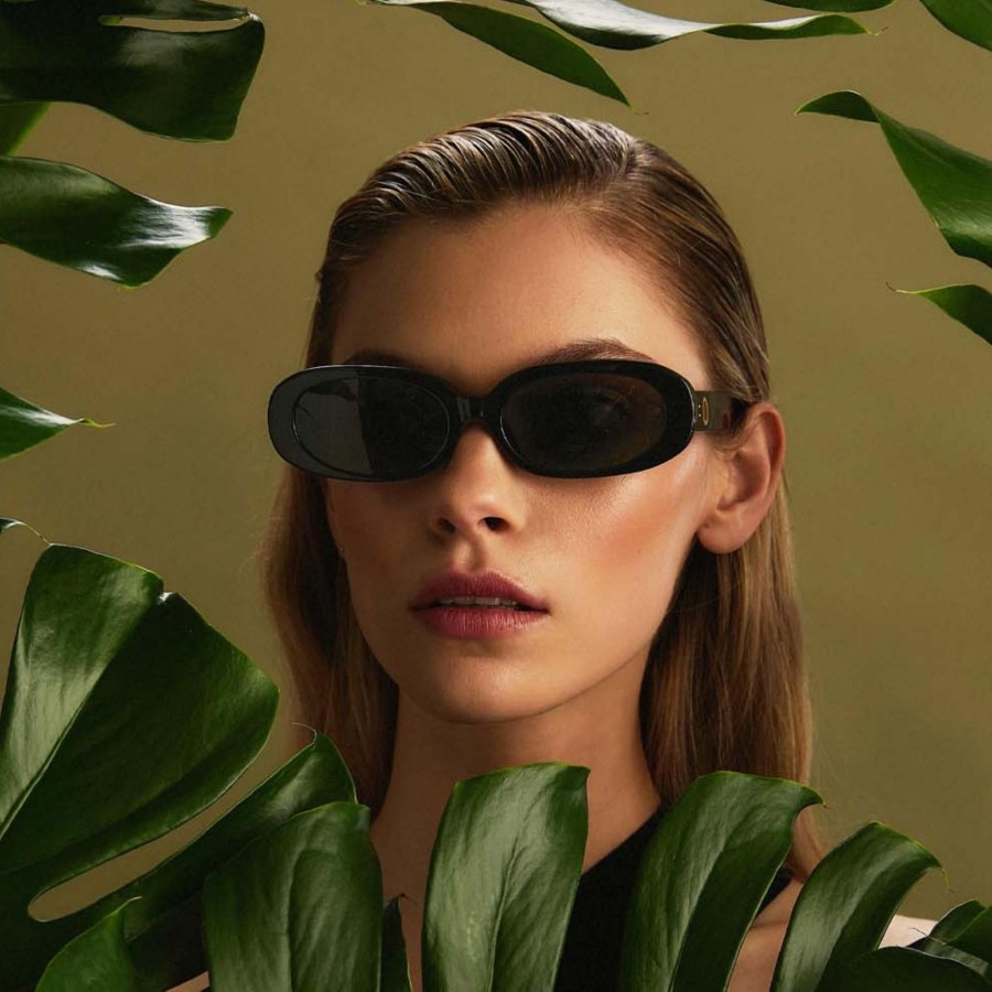 Sunglasses Linda Farrow | Cara Oval Sunglasses In Black