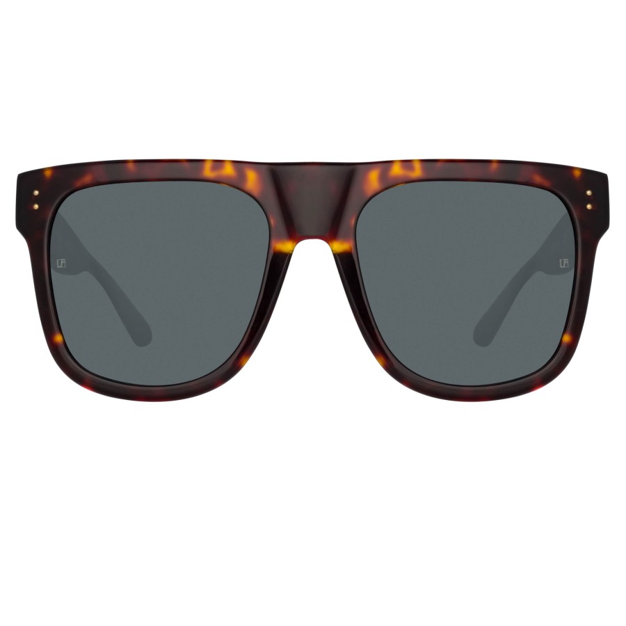 Sunglasses Linda Farrow | Carolina Flat Top Sunglasses In Tortoiseshell (Men'S)