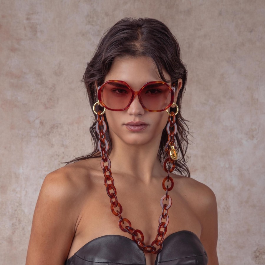 Sunglasses Linda Farrow | Paloma Hexagon Sunglasses In Amber