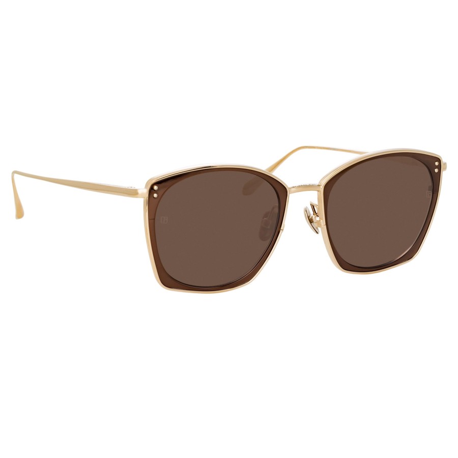 Opticals Linda Farrow | Milo Square Sunglasses In Light Gold