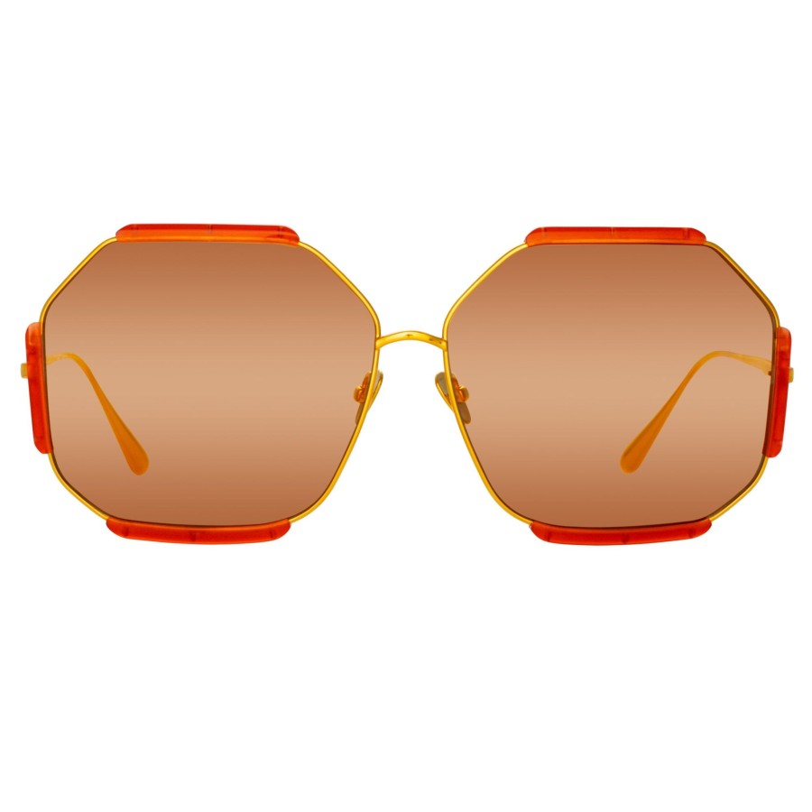 Sunglasses Linda Farrow | Margot Hexagon Sunglasses In Terracotta