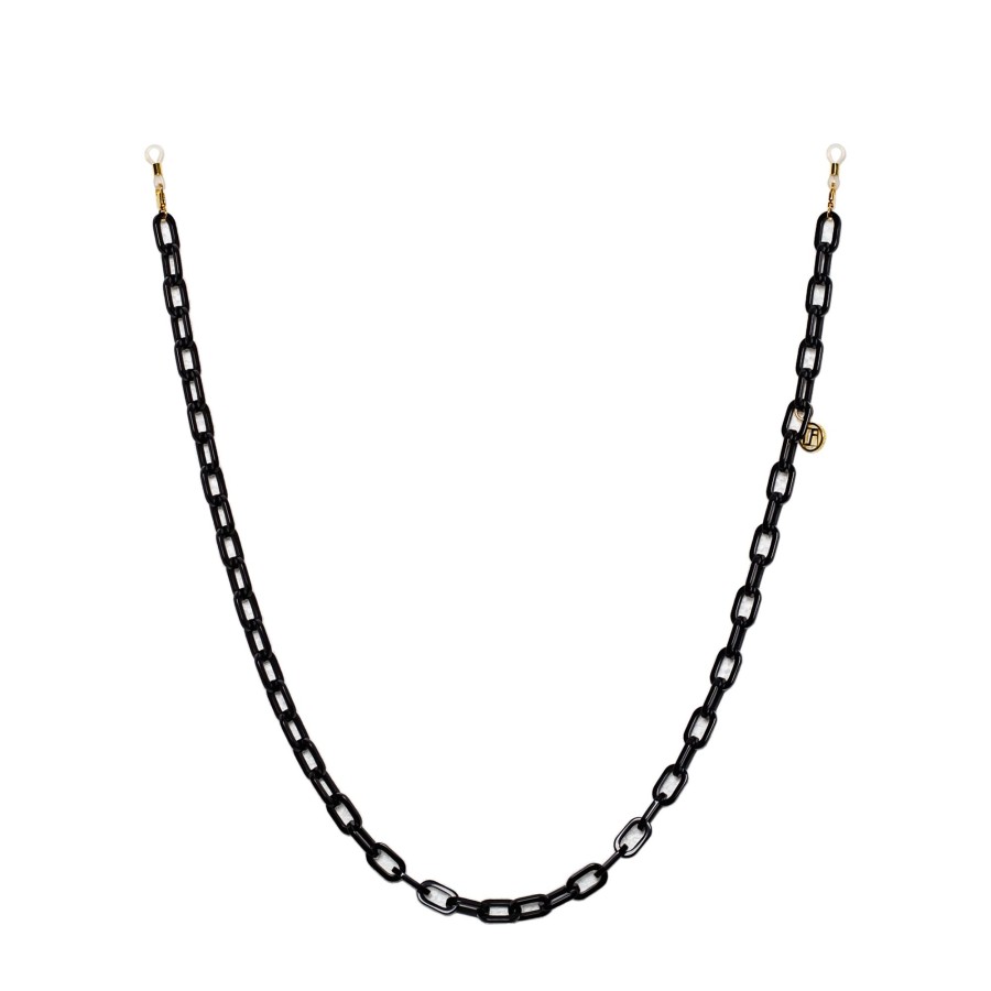 Accessories Linda Farrow | Black Small Square Acetate Chain