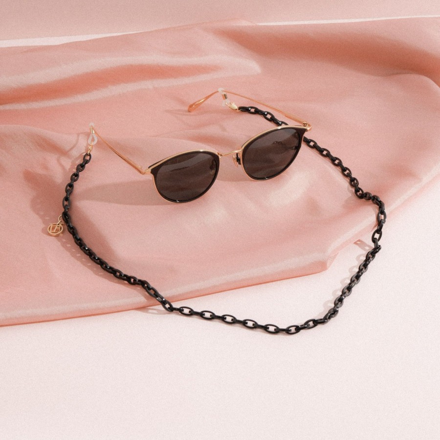 Accessories Linda Farrow | Black Small Square Acetate Chain