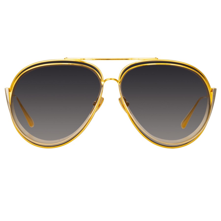 Sunglasses Linda Farrow | Francisco Aviator Sunglasses In Yellow Gold