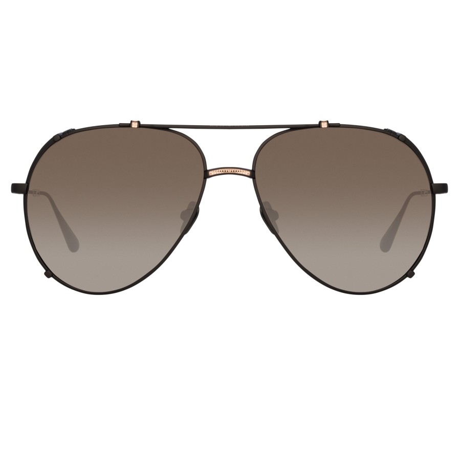 Sunglasses Linda Farrow | Newman Aviator Sunglasses In Black