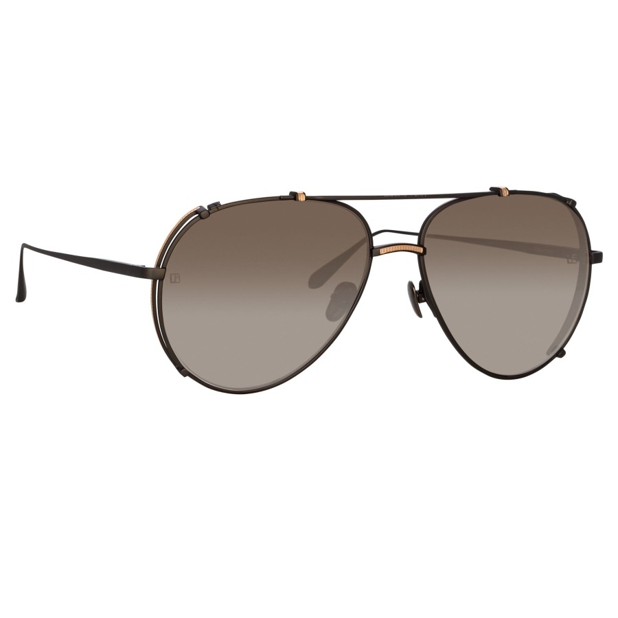 Sunglasses Linda Farrow | Newman Aviator Sunglasses In Black