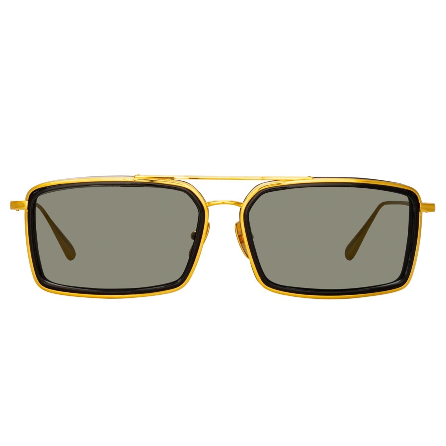 Sunglasses Linda Farrow | Cassia Rectangular Sunglasses In Yellow Gold