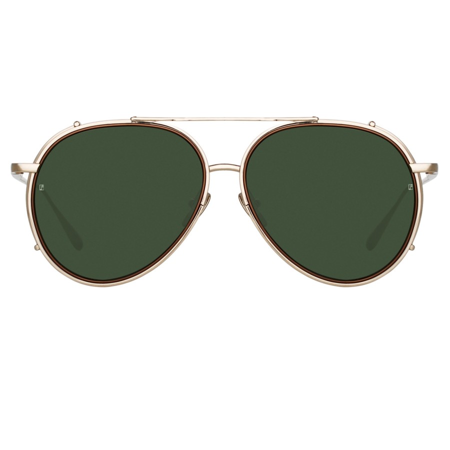 Sunglasses Linda Farrow | Torino Aviator Sunglasses In Light Gold