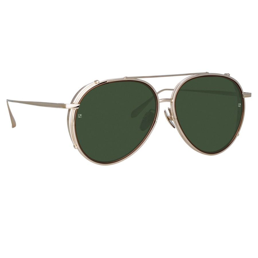 Sunglasses Linda Farrow | Torino Aviator Sunglasses In Light Gold