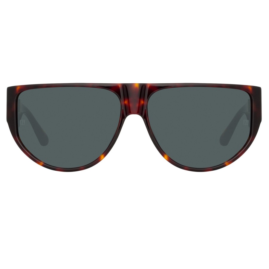 Sunglasses Linda Farrow | Men'S Elodie Flat Top Sunglasses In Tortoiseshell