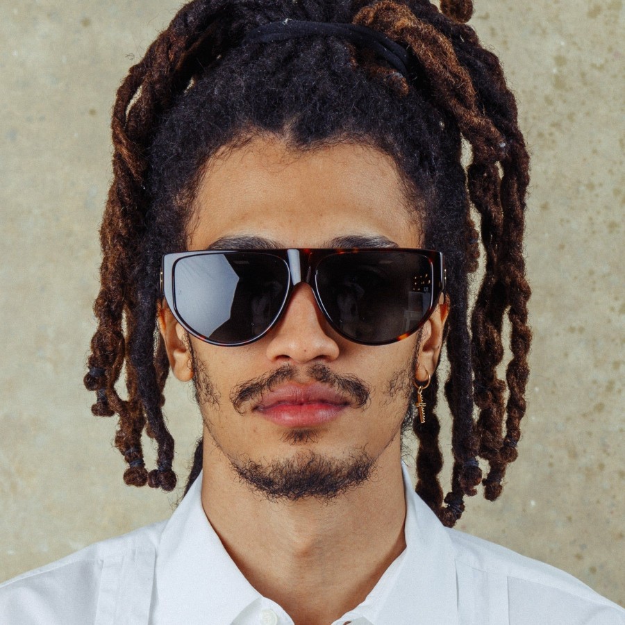 Sunglasses Linda Farrow | Men'S Elodie Flat Top Sunglasses In Tortoiseshell