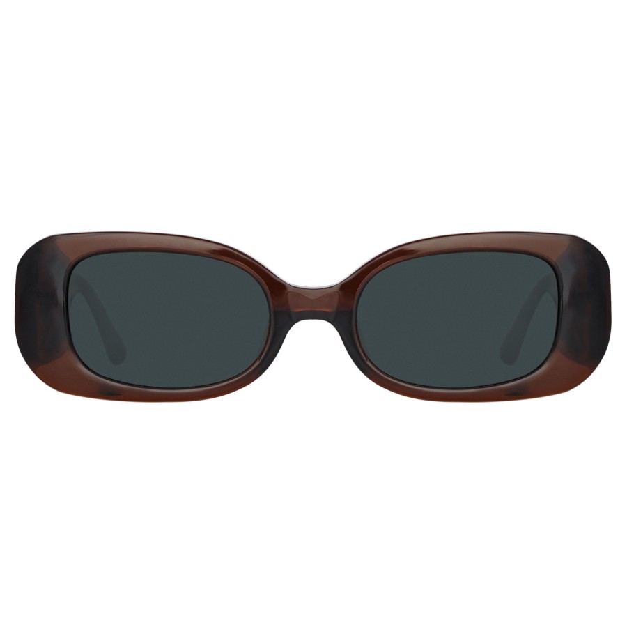 Sunglasses Linda Farrow | Lola Rectangular Sunglasses In Brown