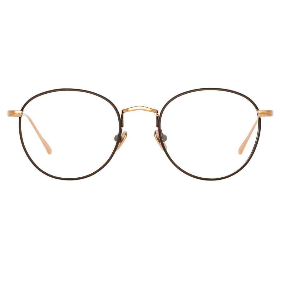 Opticals Linda Farrow | The Harrison | Oval Optical Frame In Rose Gold And Brown (C4)