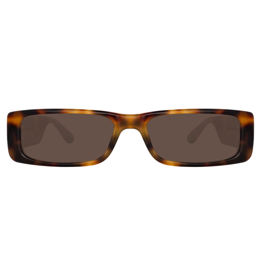 Sunglasses Linda Farrow | Dania Rectangular Sunglasses In Tortoiseshell