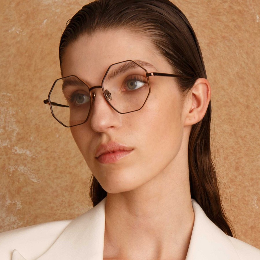 Opticals Linda Farrow | Lianas Hexagon Optical Frame In Metallic Brown