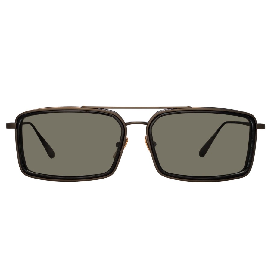 Sunglasses Linda Farrow | Men'S Cassia Rectangular Sunglasses In Nickel