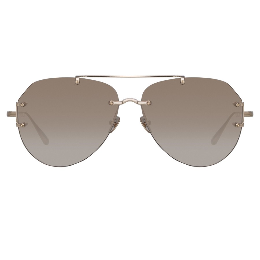 Sunglasses Linda Farrow | Duit Aviator Sunglasses In Light Gold