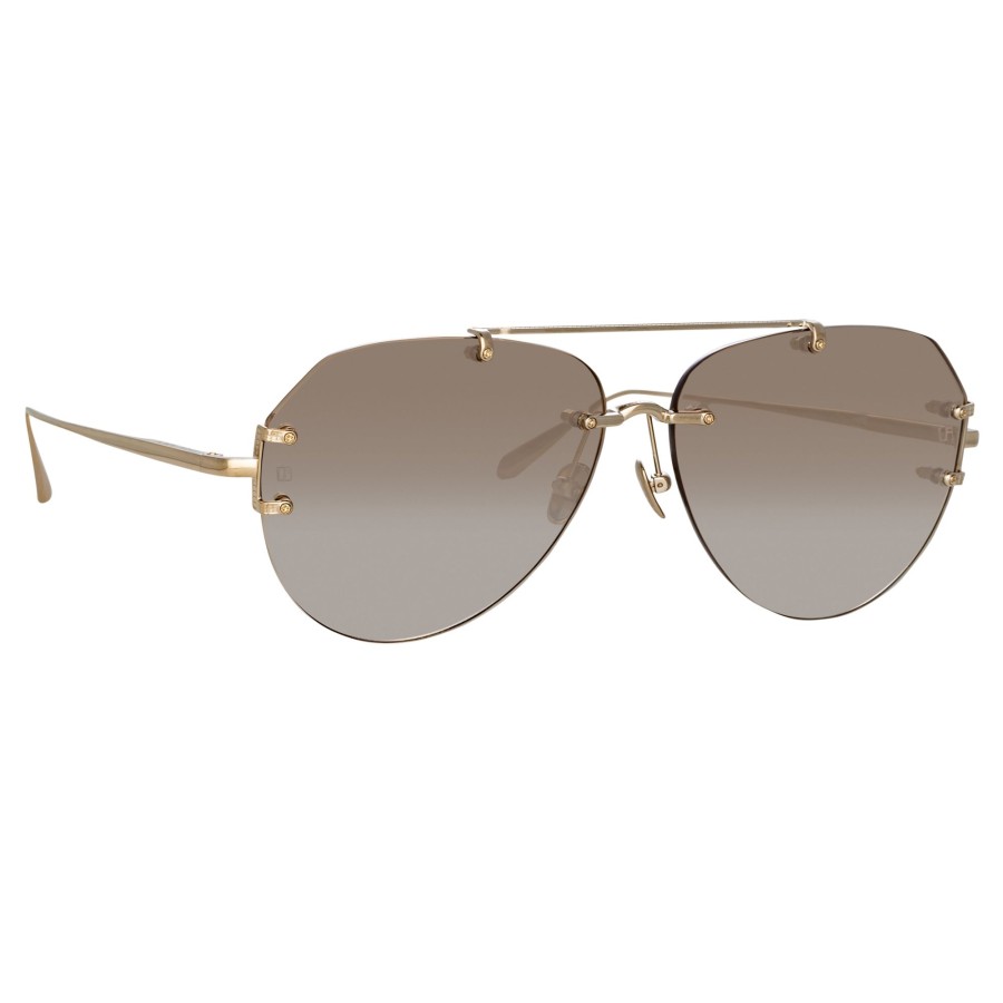 Sunglasses Linda Farrow | Duit Aviator Sunglasses In Light Gold