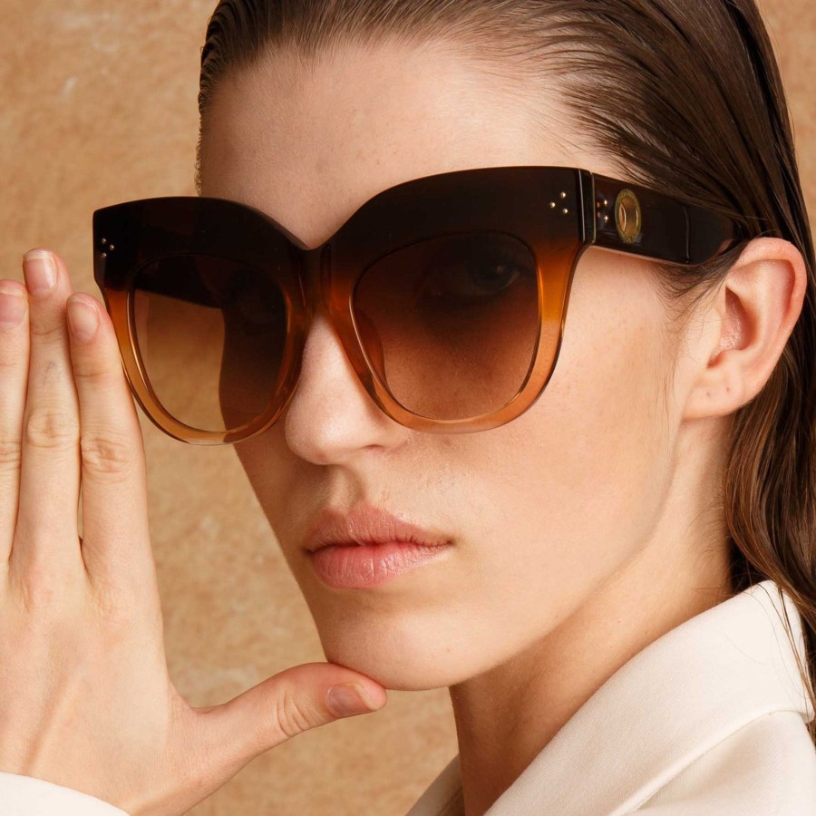 Sunglasses Linda Farrow | Dunaway Oversized Sunglasses In Brown