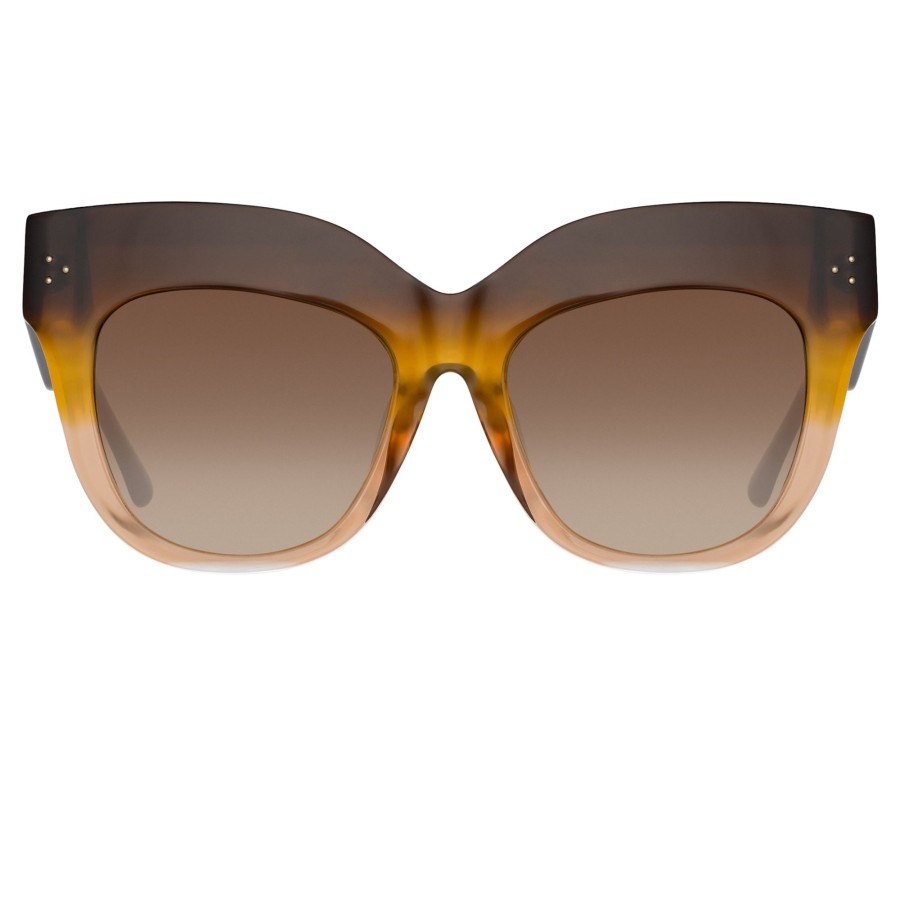 Sunglasses Linda Farrow | Dunaway Oversized Sunglasses In Brown