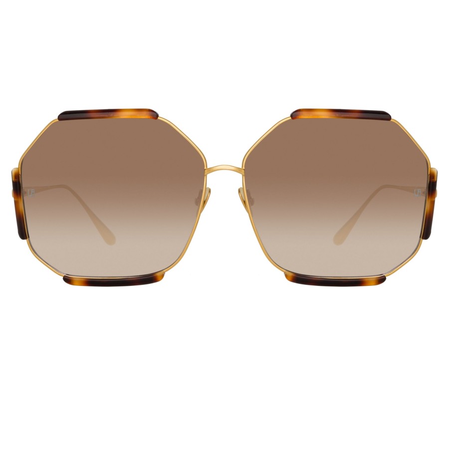 Sunglasses Linda Farrow | Margot Hexagon Sunglasses In Tortoiseshell