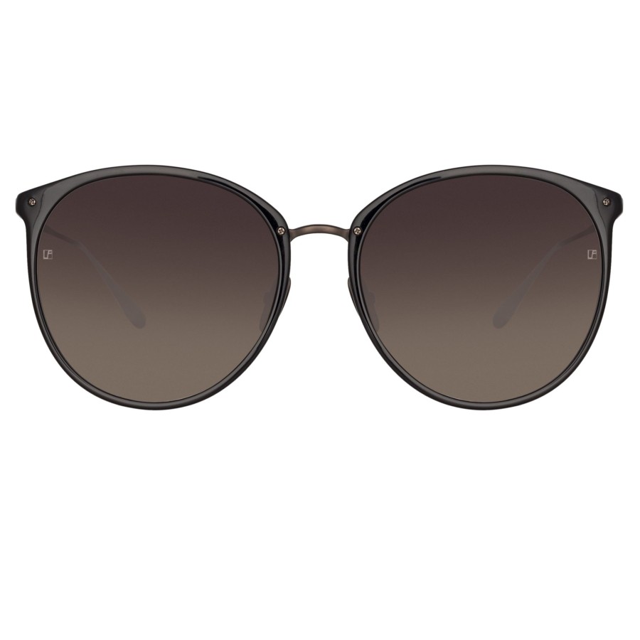 Sunglasses Linda Farrow | Kings Oval Sunglasses In Matt Black