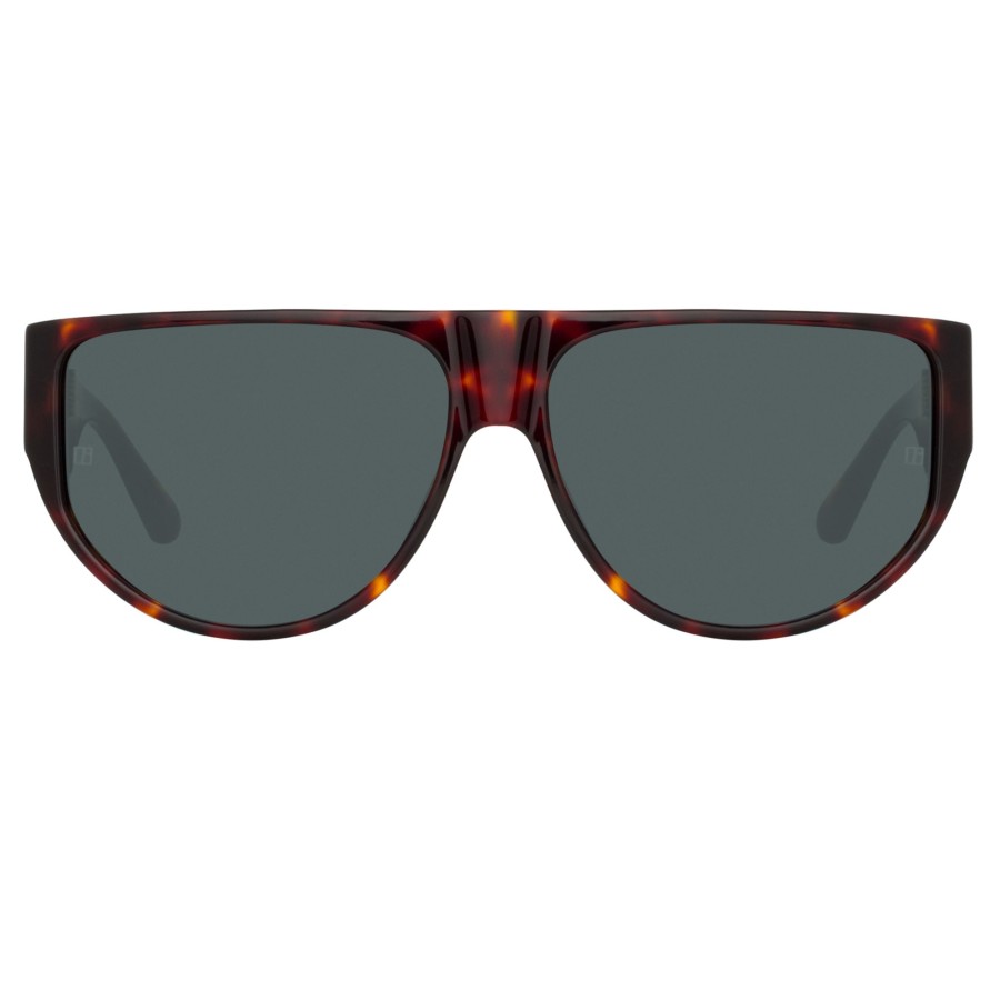 Sunglasses Linda Farrow | Elodie Flat Top Sunglasses In Tortoiseshell