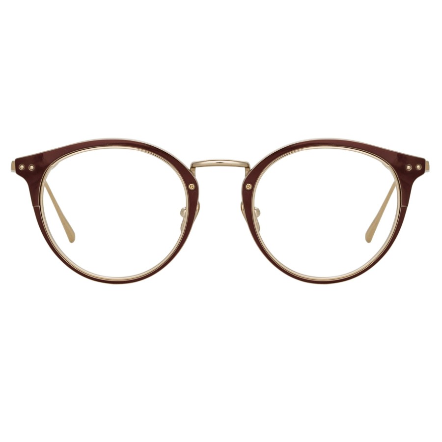 Opticals Linda Farrow | The Cooper | Oval Optical Frame In Brown And Light Gold (C6)