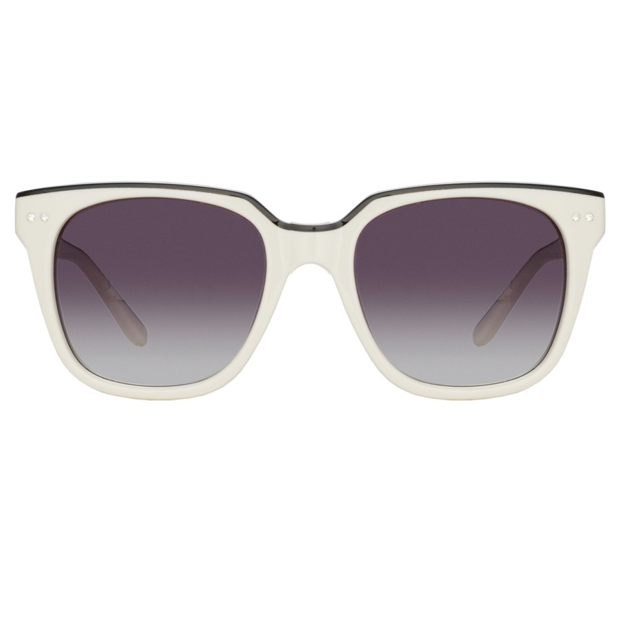 Sunglasses Linda Farrow | Magda Butrym D-Frame Sunglasses In White And Black