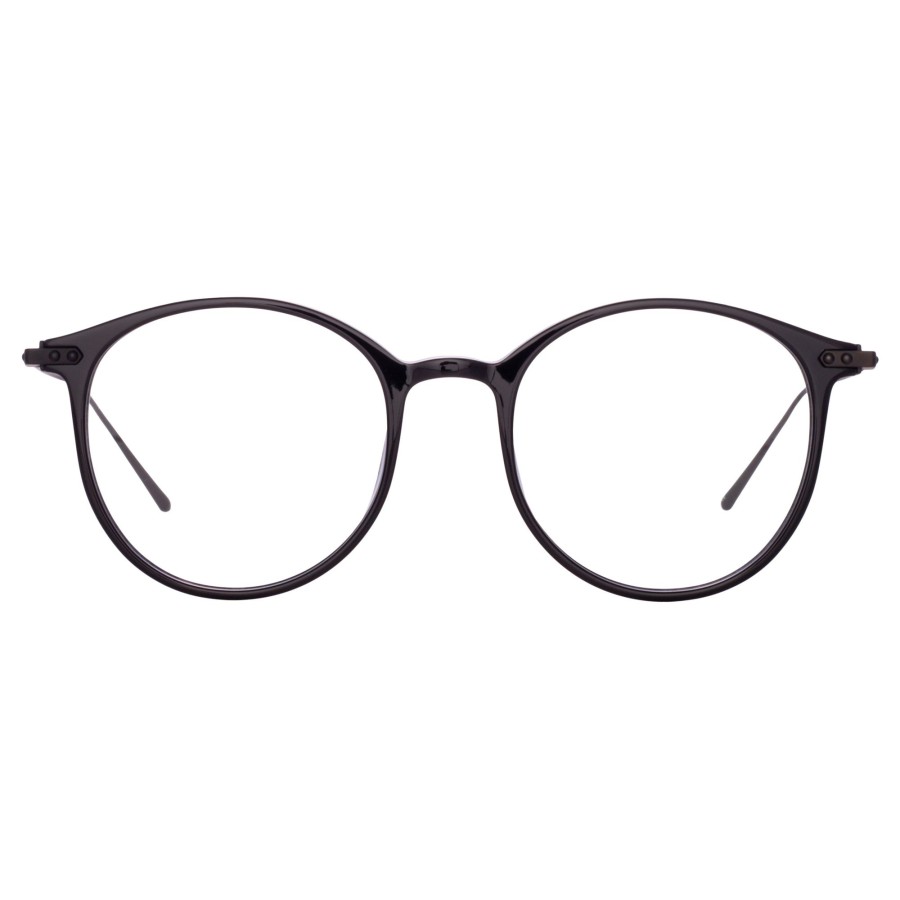 Opticals Linda Farrow | Men'S Gray Oval Optical Frame In Black (Asian Fit)