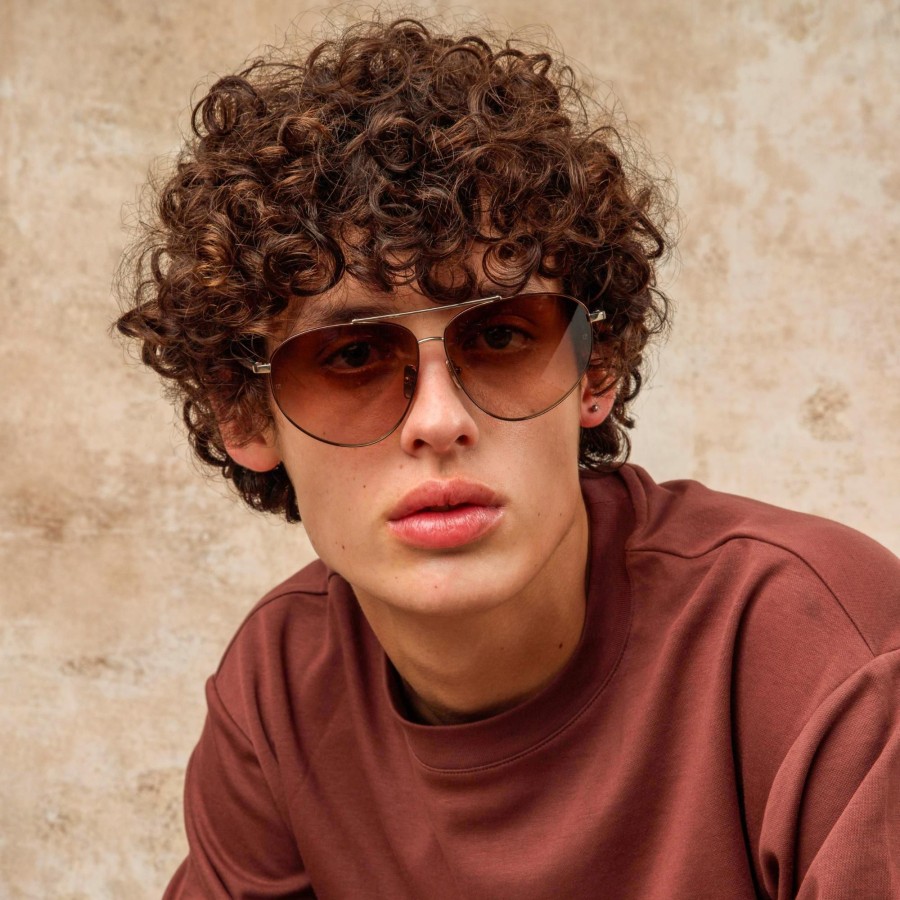 Sunglasses Linda Farrow | Men'S Gabriel Oversized Sunglasses In Light Gold