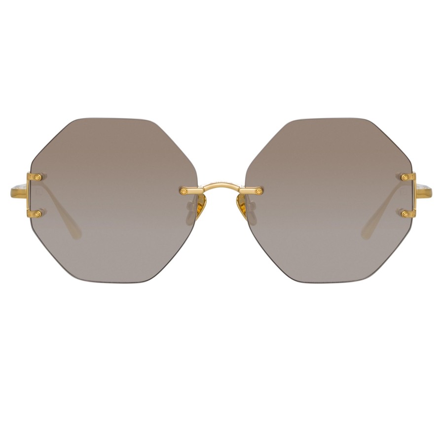 Sunglasses Linda Farrow | Arua Hexagon Sunglasses In Yellow Gold