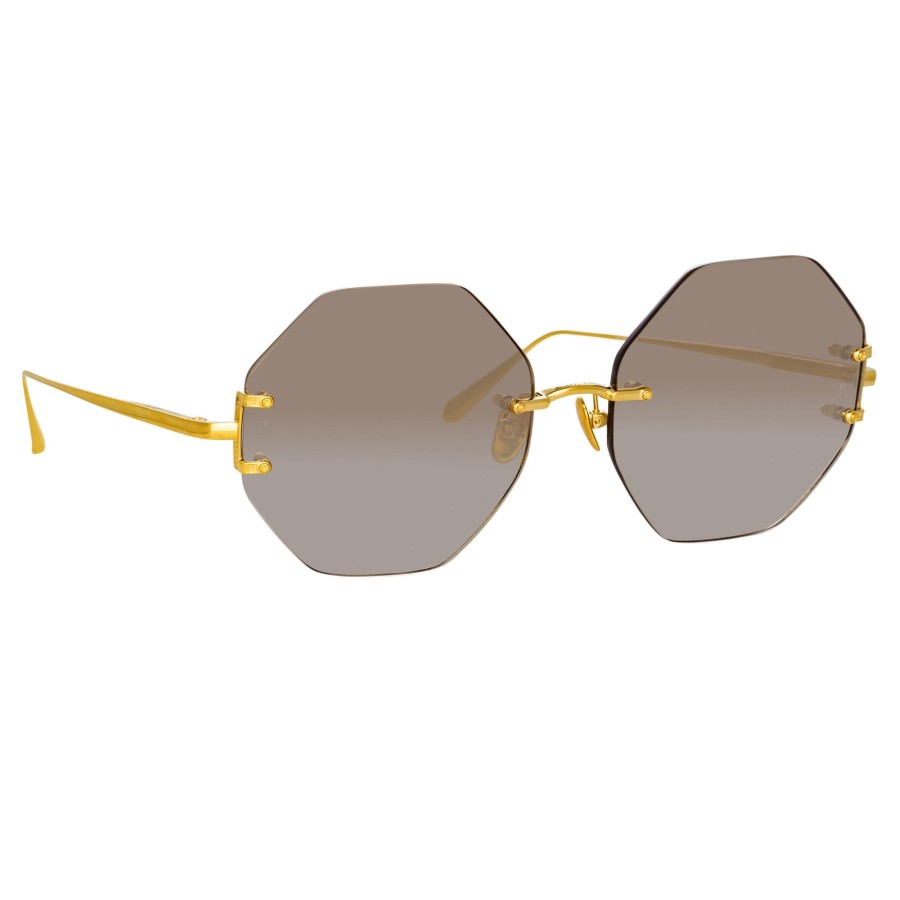 Sunglasses Linda Farrow | Arua Hexagon Sunglasses In Yellow Gold