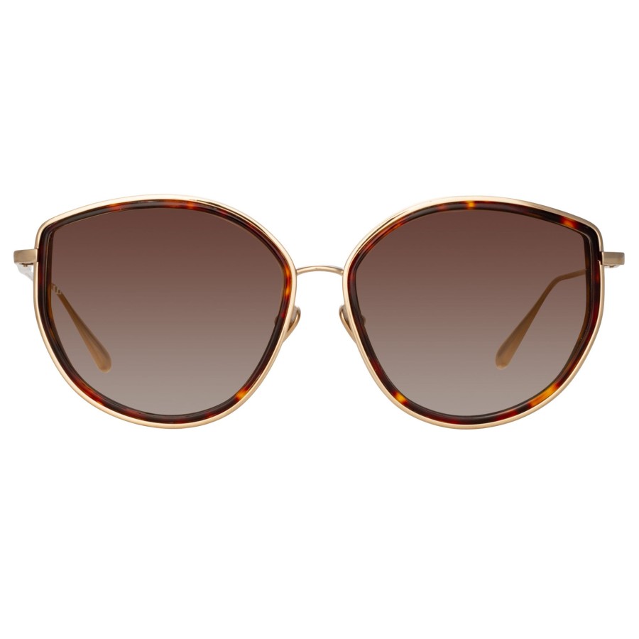 Sunglasses Linda Farrow | Samara Cat Eye Sunglasses In Light Gold