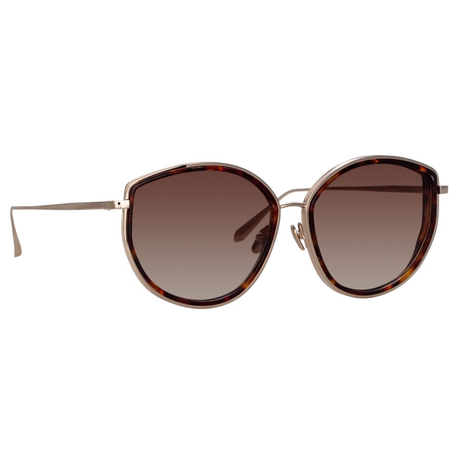 Sunglasses Linda Farrow | Samara Cat Eye Sunglasses In Light Gold