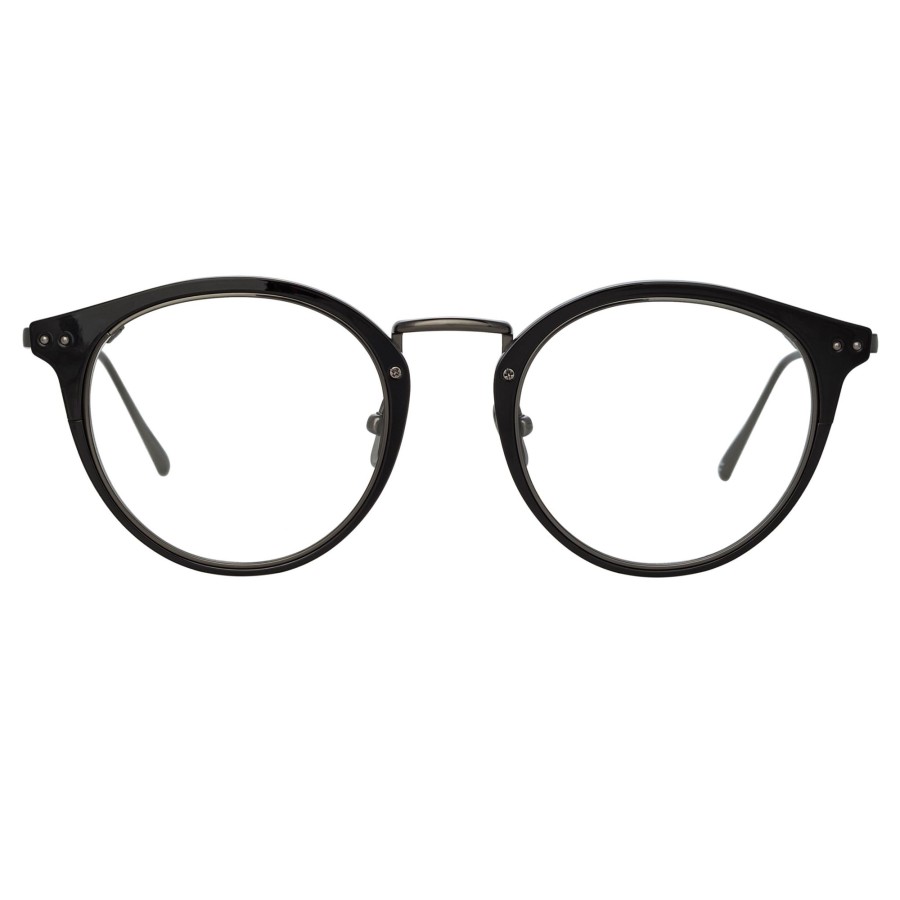 Opticals Linda Farrow | The Cooper | Oval Optical Frame In Black And Nickel (C5)