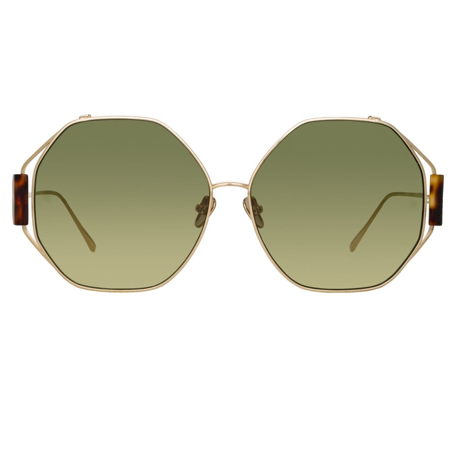 Sunglasses Linda Farrow | Marie Oversized Sunglasses In Light Gold And Grey