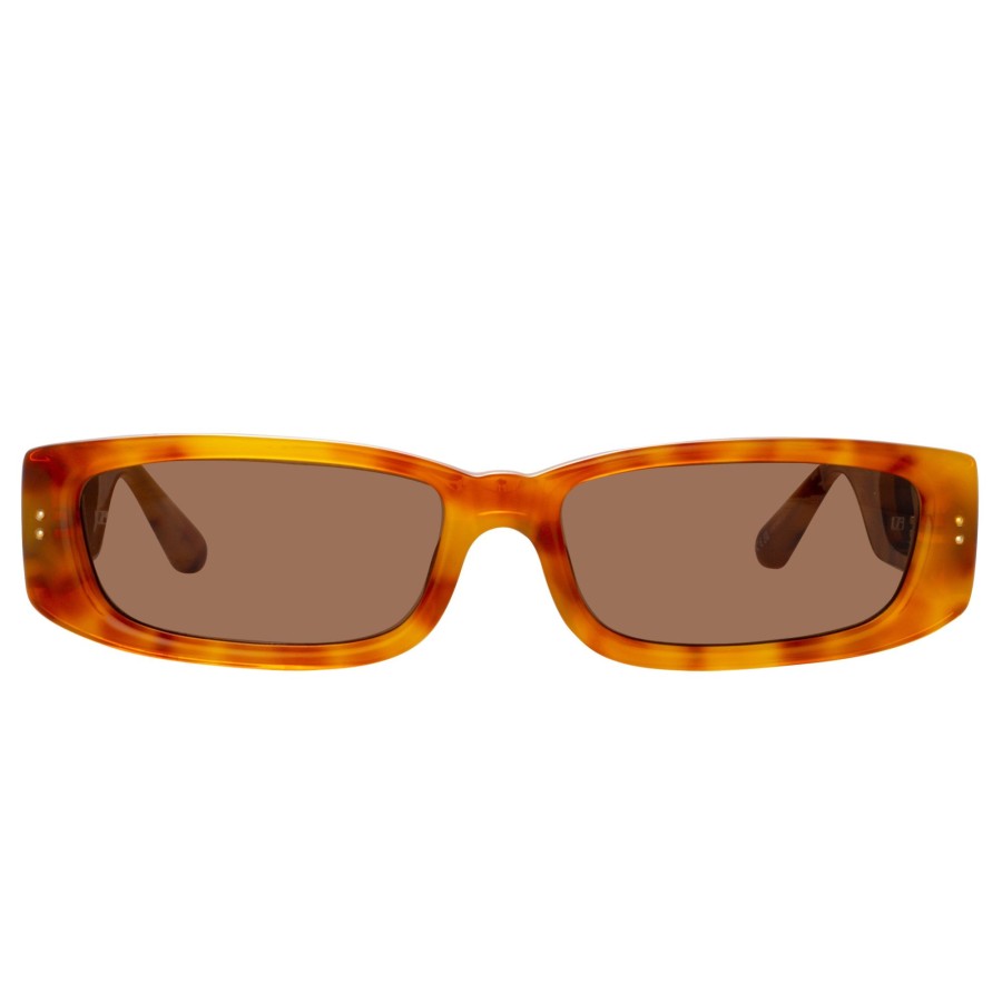 Sunglasses Linda Farrow | Talita Rectangular Sunglasses In Saffron Tortoiseshell