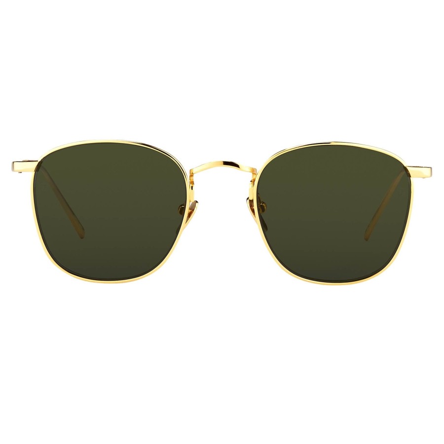 Sunglasses Linda Farrow | The Simon | Men'S Square Sunglasses In Green / Yellow Gold (C5)