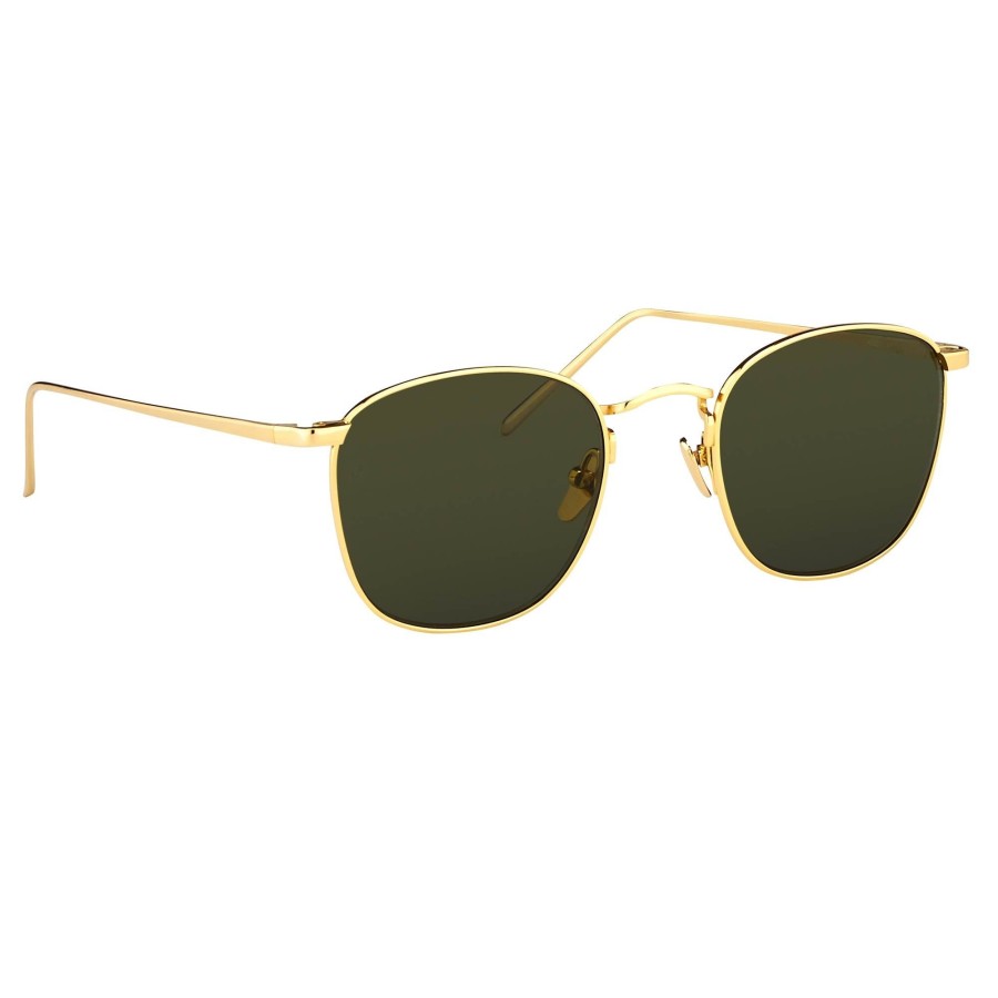 Sunglasses Linda Farrow | The Simon | Men'S Square Sunglasses In Green / Yellow Gold (C5)