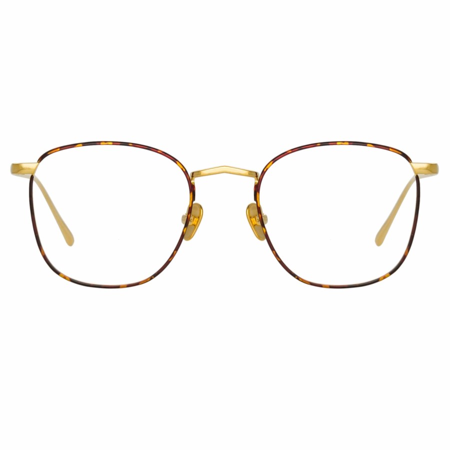 Opticals Linda Farrow | The Simon | Square Optical Frame In Yellow Gold And Tortoiseshell (C17)