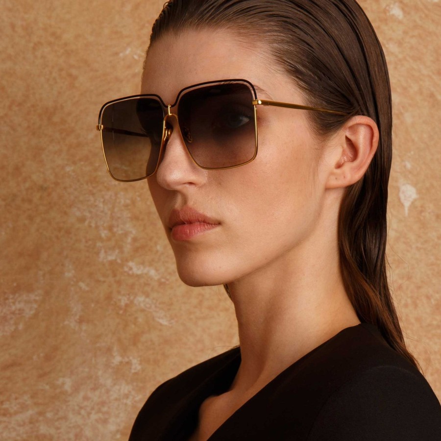 Sunglasses Linda Farrow | Marcia Square Sunglasses In Yellow Gold