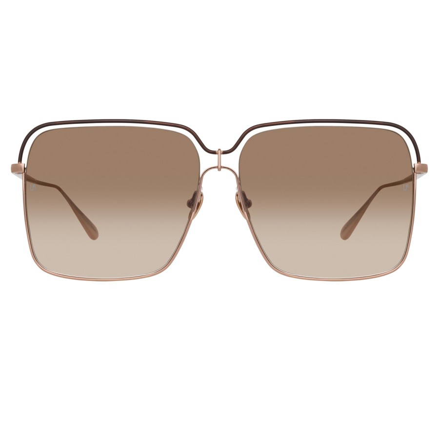 Sunglasses Linda Farrow | Marcia Square Sunglasses In Rose Gold