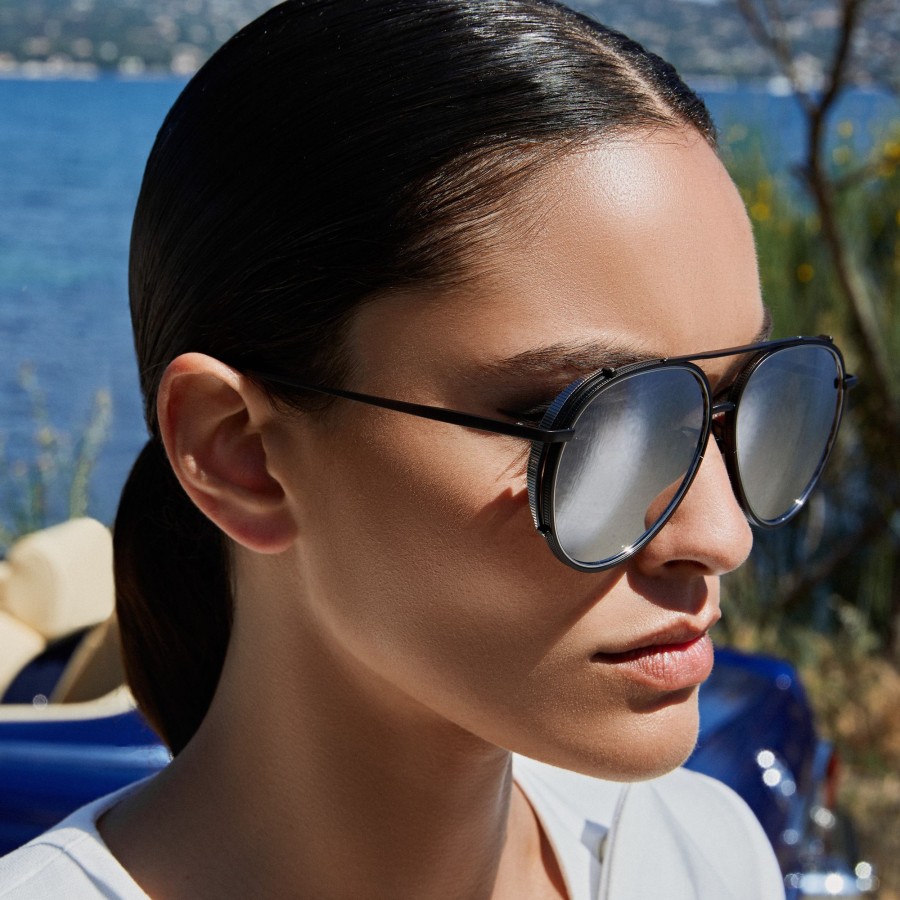 Sunglasses Linda Farrow | Torino Aviator Sunglasses In Nickel