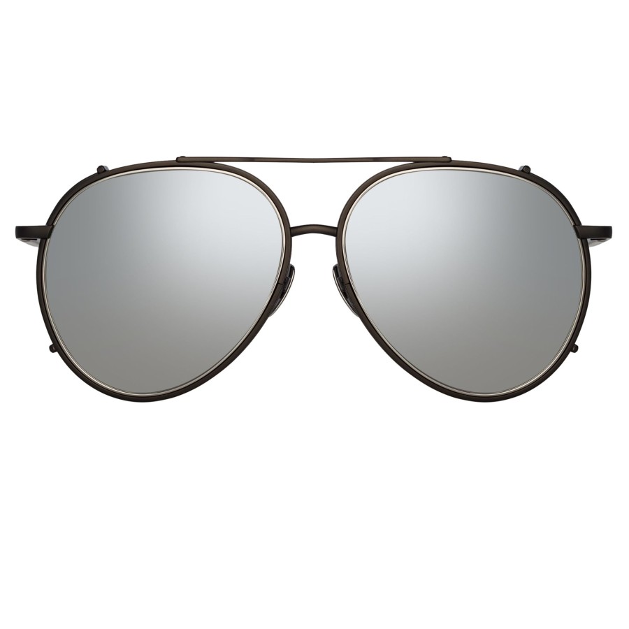 Sunglasses Linda Farrow | Torino Aviator Sunglasses In Nickel