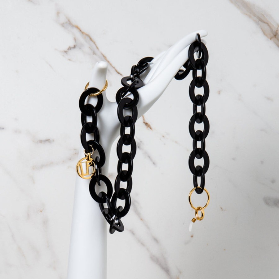 Accessories Linda Farrow | Black Oval Link Acetate Chain